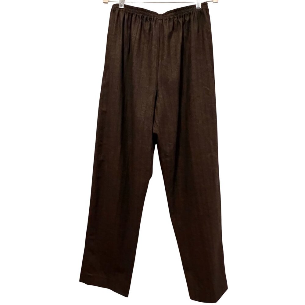 Eskandar Cashmere Glen Plaid Pull-on Pants, Brown, US 14/16